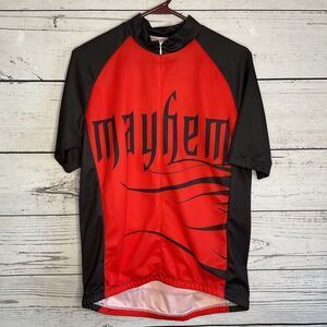 nashbar Wheels Of Mayhem Cycling Club‎ Race Jersey Large Three Pockets 3/4 Zip L